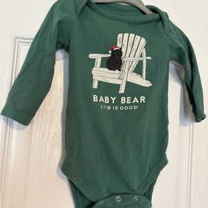 Life Is Good Green Baby Bear Bodysuit